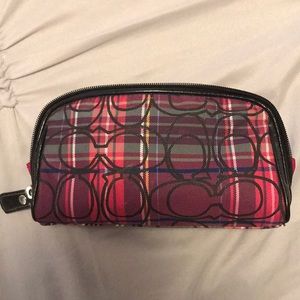Signature poppy tartan Coach makeup bag
